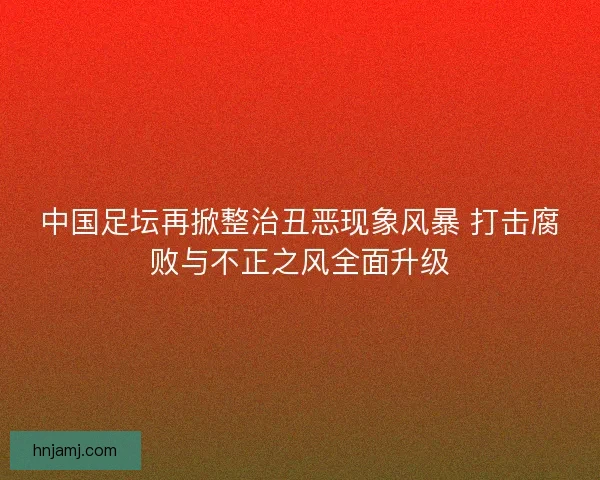 中国足坛再掀整治丑恶现象风暴 打击腐败与不正之风全面升级