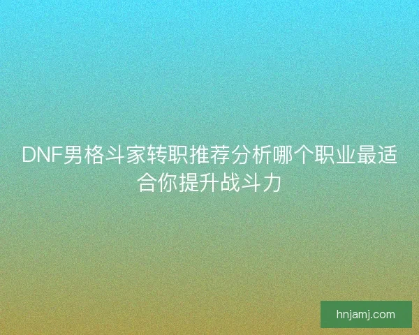 DNF男格斗家转职推荐分析哪个职业最适合你提升战斗力
