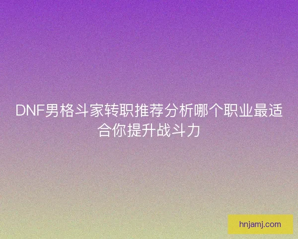 DNF男格斗家转职推荐分析哪个职业最适合你提升战斗力